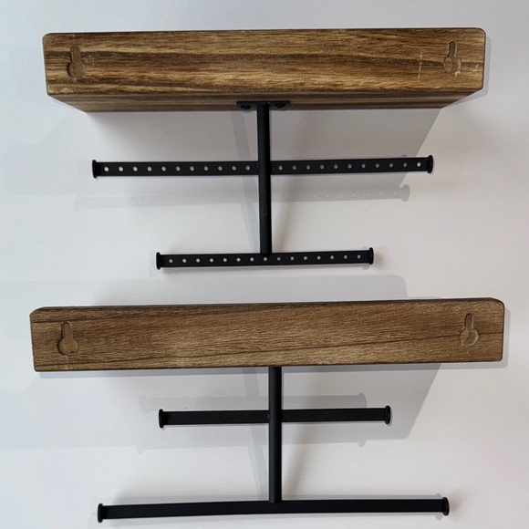 Modern Wood & Metal Wall Mounted Hanging Jewelry Shelves - Picture 5 of 7
